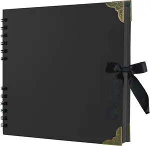 Scrapbook Album, 8 x 8 Inch Scrap book, 60 Black Blank Pages Scrapbooks albums, Hardcover Photo Album Scrapbook, Memory Book, Traveling, Birthday & Holiday Gifts.