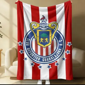 Club Deportivo Guadalajara Fleece Blanket, Official Chivas Team Design, Cozy Plush Throw for Bedroom Living Room, Perfect Gift for Soccer Fans birthday gift