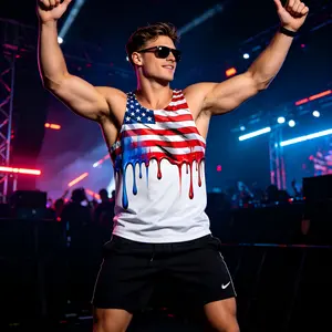 Men's Patriotic USA Flag Sleeveless Graphic Front Vests - Loose-Fit Fitness Apparel, Gym Graphic Tees, Multi Wear Streetwear for Gym, Casual Use