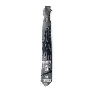 If Zombies Chase Us I'm Tripping You Necktie Funny Neckties for Men Halloween Tie Mens Novelty Neckties Funny Ties