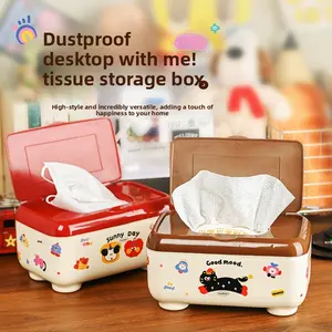 Creative Cartoon Multifunctional Dustproof Tissue Box, Paper Storage Box, Student Desk Office Desktop Tissue Box