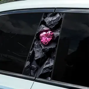 2 pieces of cracked love three-dimensional style car sticker, durable vinyl B-pillar protective film, fantasy-themed self-adhesive body decoration, easy installation, weather-resistant car parts, dynamic art design, Decal for cars