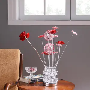 Flower Desk Lamp, Unique Designed Table Lamp for Bedroom & Livingroom Corner, Aluminum made Flower Vase Lamp Home Decor Night Light classroom lights