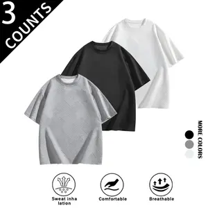 Men's 2026 Summer New Waffle Knit T-Shirt Casual Sports Short Sleeve Crew Neck Breathable Athletic Tee