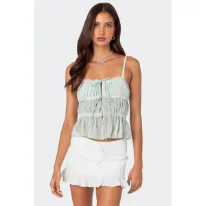 Addy Tie Front Sheer Chiffon Top