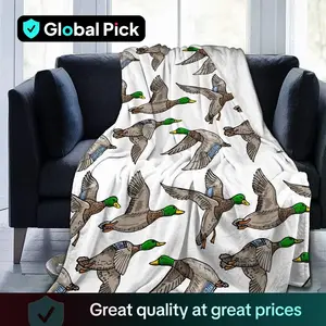 Cartoon Duck Pattern Blanket, 1 Count Soft Comfortable Warm Throw, Air-conditioned Room Blanket, Warm Nap Blanket for Home Office Travel Camping, Soft Flannel Blanket
