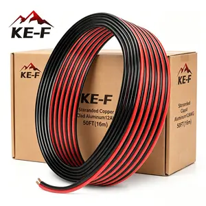 KE-F Electrical Wire CCA Copper Wire 2 Conductor, 12 AWG Wire 100FT (Red 50FT+ Black 50FT) Low Voltage Automotive Wire Speaker Wire 12 Gauge 12V/24V DC Red and Black Wire PVC Car Battery Wire