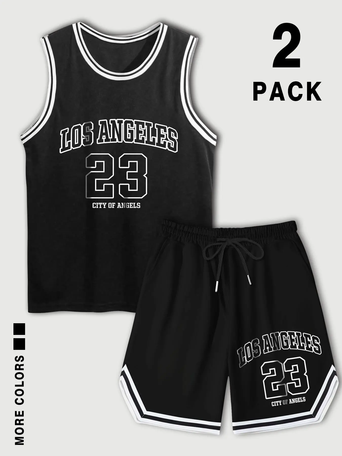 Two-Piece Set Men's Letter & Number Print Basketball Jersey & Shorts Set, Regular Fit Sporty Sleeveless V Neck Top & Shorts, Summer Clothes Set for Men