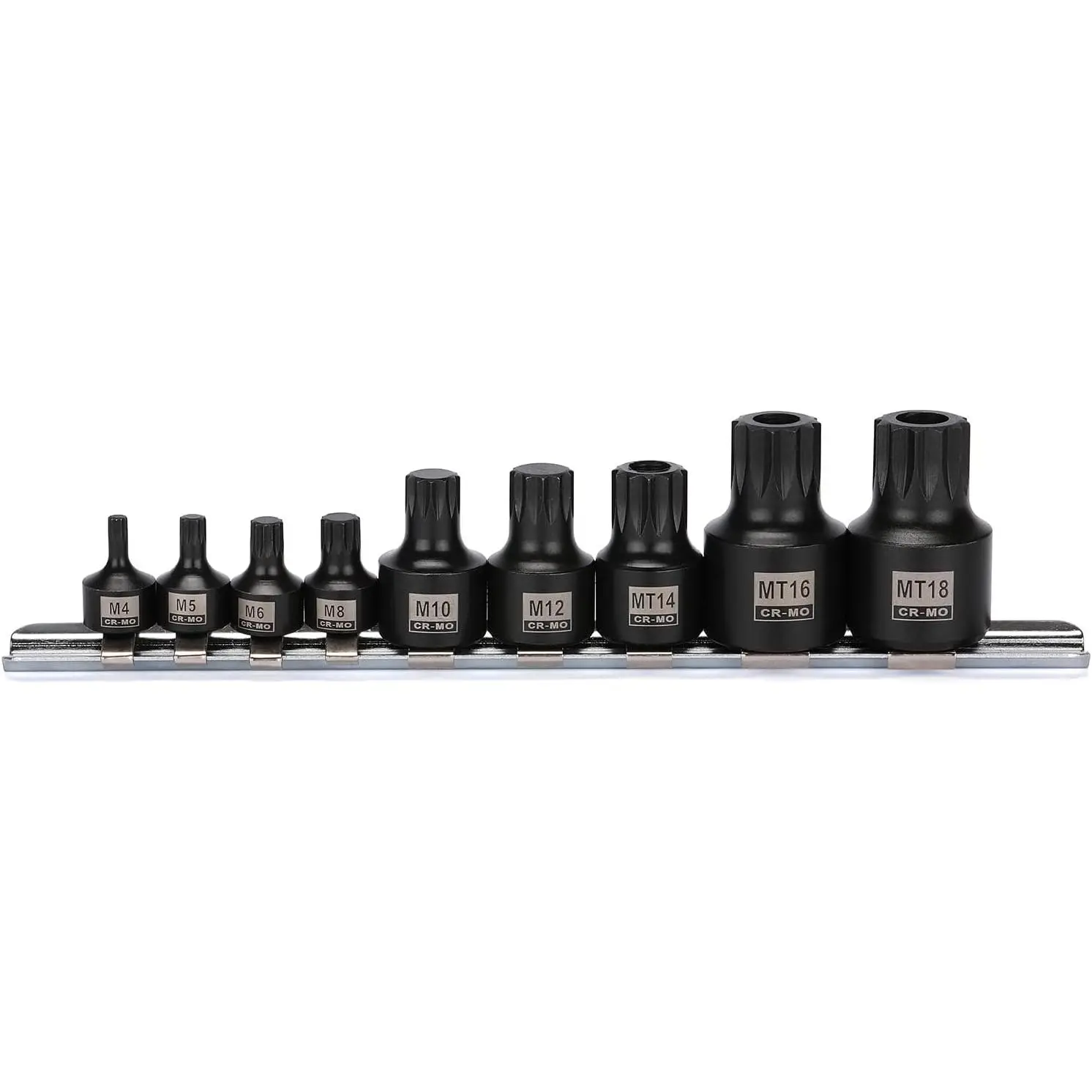 New 9PCS Low Profile Impact Triple Square Bit Socket Set, CR-MO, 1/4", 3/8" and 1/2" Drive, 9 Pieces Stubby Triple Square Bit Sockets, M4 - M12, MT14 - MT18