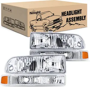 Nilight Headlight Assembly for 1998 1999 2000 2001 2002 2003 2004 2005 Chevy Blazer Headlights 1998-2004 Chevrolet S10 Pickup Replacement Headlamp Housing Bumper Lights