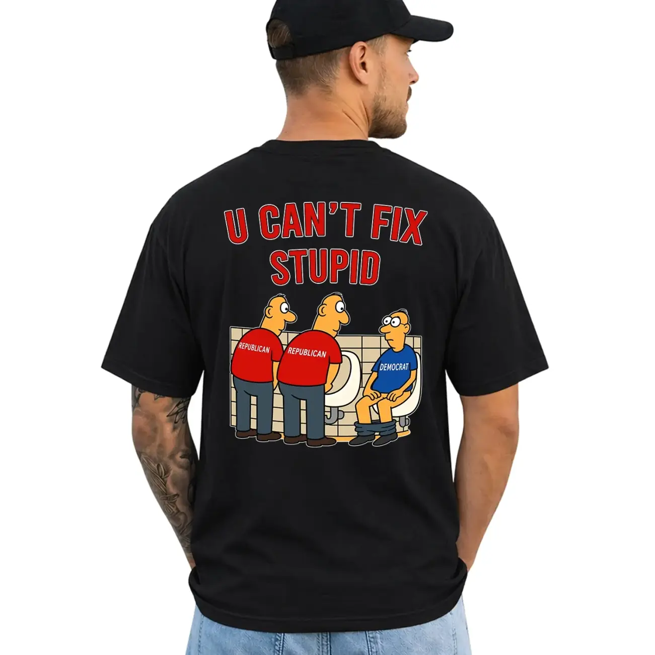 U Can't Fix Stupid Shirt, Short Sleeve Printed Graphic Shirt, Daily Casual Cotton Menswear