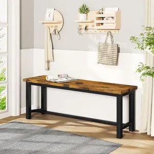 AWQM Dining Benches 39 Inch Pair of Kitchen Benches, Industrial Style for Kitchen, Living Room, Bedroom, Featuring Durable Metal Legs,Black and Brown