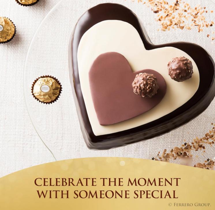 Ferrero Rocher Gourmet Hazelnut Milk Chocolate Valentine's Day Gift Box, 12 Individually Wrapped Chocolates for Gifting, 5.3 oz