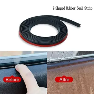 Car 7-Section Rubber Seal Strip, Soundproof Waterproof Windproof Gap Filler, Side Window Sealing Trim, Suitable for All Car Models