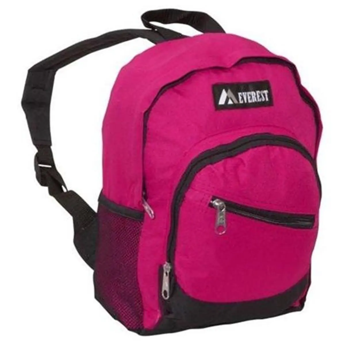 212 MAIN Everest 6045S-HPK-BK Slanted Zippered Backpack with Small Pouch, High-Capacity Backpacks for School, 13 Height, Children-Friendly Hot Pink-Black