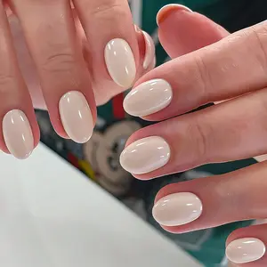 32pcs Short Almond Shape Press-On Nails, Glossy Finish Full Coverage Nail Tips, Fashionable Solid Color, Perfect for Women & Girls Daily Use, Holidays, Parties DIY, Nail Art Supplies