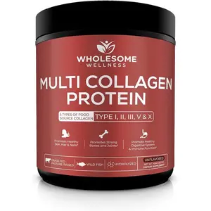 Multi Collagen Protein Powder Type I II III V X – Hydrolyzed Grass-Fed Collagen Peptides from Beef, Chicken, Fish & Eggshell, 58 Servings
