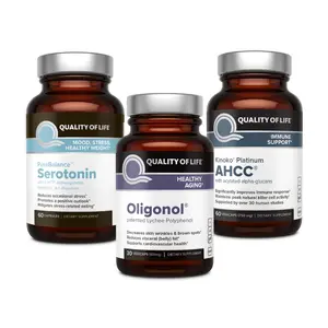 QOL Best Sellers Bundle | Immune Support Supplement | Stress Management Supplement | Healthy Aging Supplement Healthcare Dietary Fitness Edible