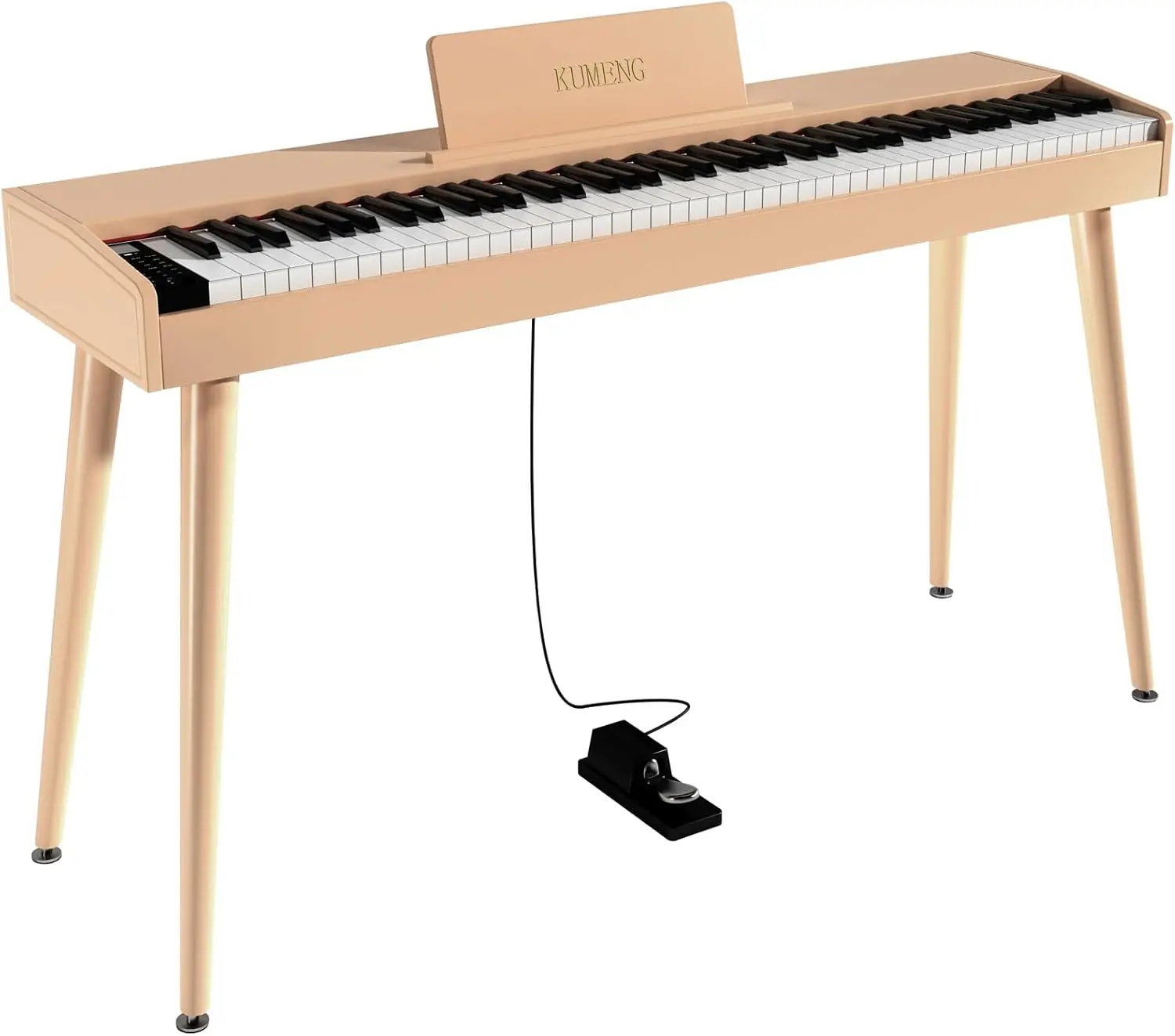 KU-3506 88-Key Semi-Weighted Digital Piano with Stand, Full-Size Electric Keyboard for Beginners, 800 Tones 128 Polyphonies, USB-MIDI & Headphone Mode, Split Keyboard & Wooden Finish for Home Practice