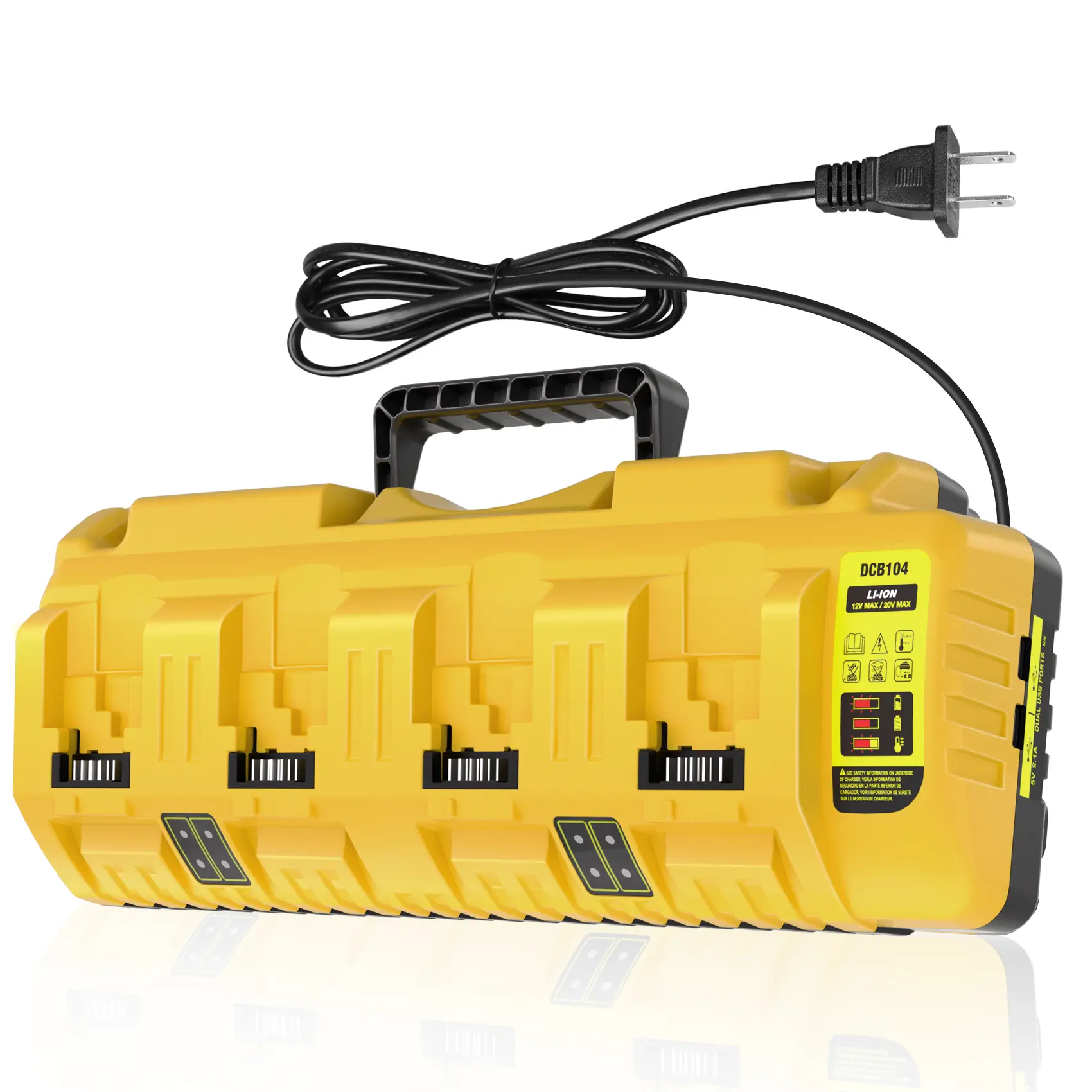 4 Port Multi Rapid Charger Compatible with De-walt  20V/60V MAX Batteries DCB606 DCB609 DCB208 DCB206 DCB204 DCB203 DCB201 DCB200
