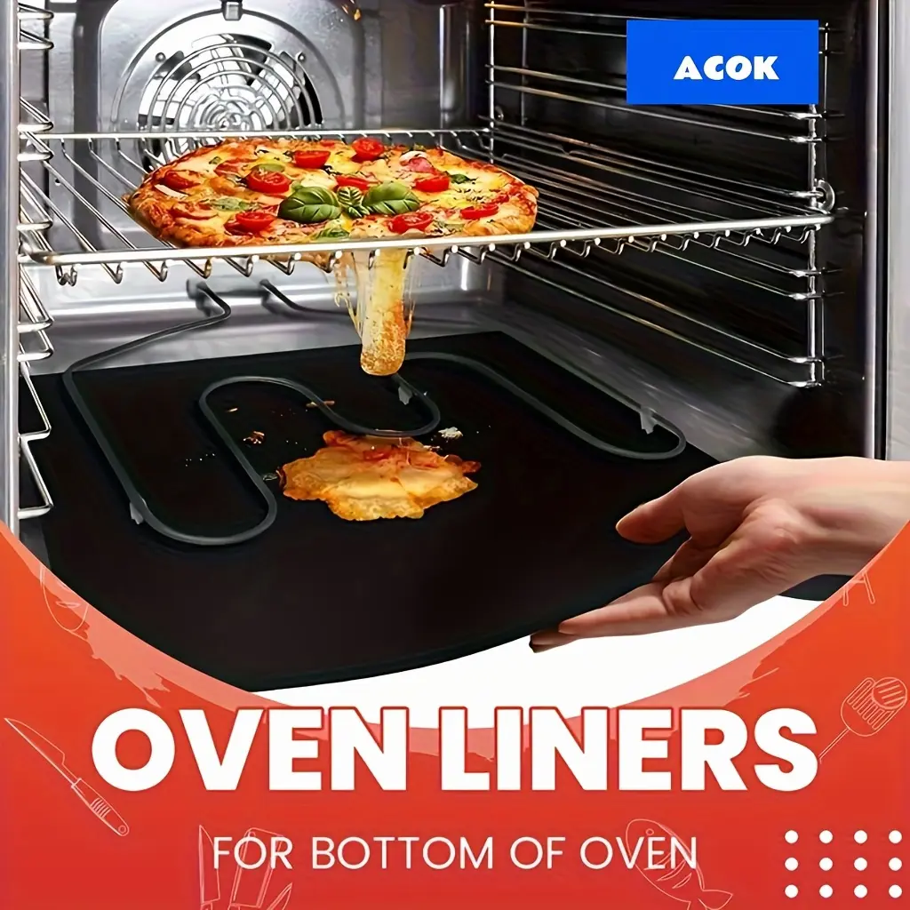 2pcs, Oven Liners for Bottom Of Oven, BPA And PFOA Free Oven Mat, 12.99x15.75 Inch Thick Heavy Duty Non Stick Oven Mats for Electric, Gas, Toaster, Convection, Microwave Ovens And Grills, BBQ Accessories, Grill Accessories