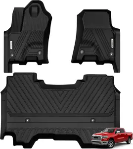 YITAMOTOR All Weather TPE Floor Mats for 2025 RAM 1500 Crew Cab 1st & 2nd Row Black Custom Fit Waterproof Liners