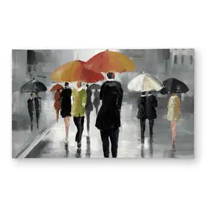 Begin Home Decor C1ROAR35Z6MMTZ 3 x 5 ft. Street Scene with Umbrellas - Bedroom Green Outdoor Rectangle Area Rug