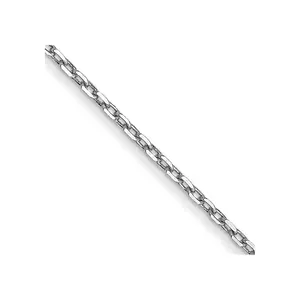10K Solid White Gold 0.8MM WG . D/C Cable with Spring Ring Clasp Chain Necklace Womens Gold Chain Available in 16-24 Inch Lengths