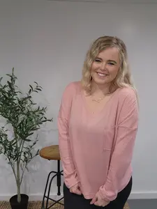Dusty Rose Waffle Knit Long Sleeve Top