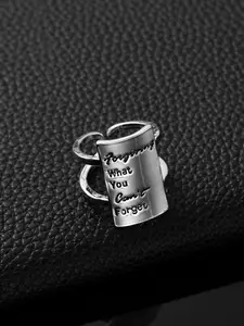 European and American Open Rectangle Letter Memorial Ring, Gratitude Release Kindness Ring, Casual Alloy Chain Material, All Seasons