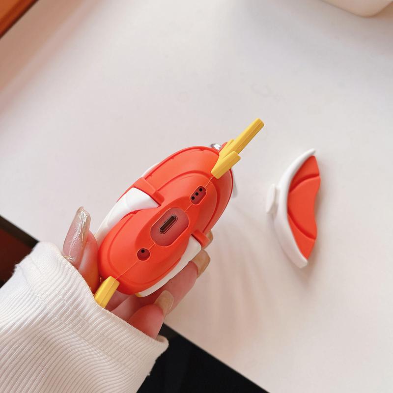 Magikarp Headphone Case with Detachable Tail, Cute Wireless Bluetooth Earphone Protective Case, Drop-Resistant, Durable and Stylish, Compatible with AirPods Pro 3/1/2/3/4/Pro/Pro 2
