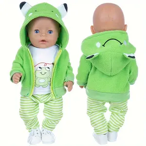 New Cute Green Frog Doll Clothing Set Suitable for 43cm Doll and 17 inch Recycled Doll Clothing