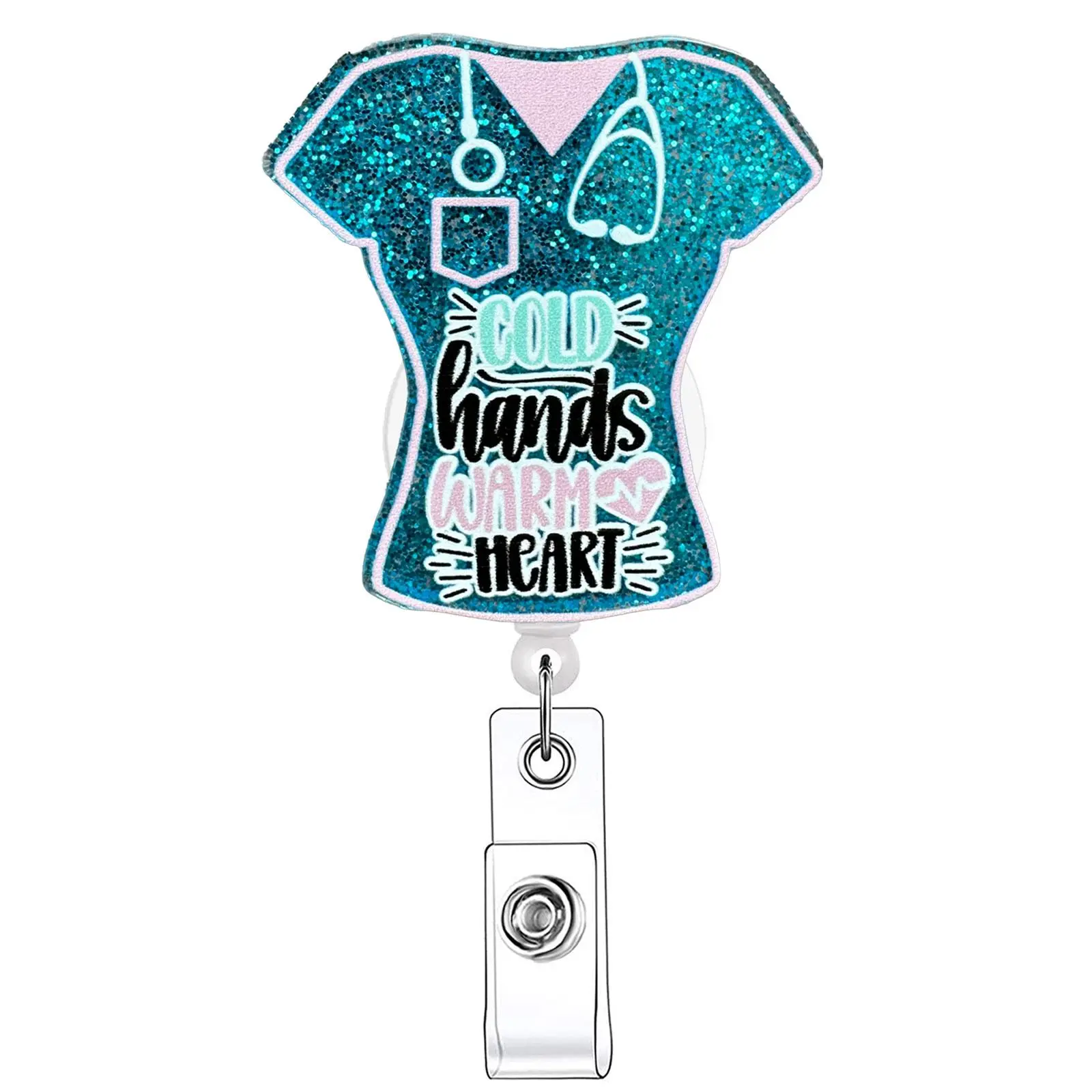 Nurse Themed Retractable Medical Badge Reel, 1 Count Acrylic ID Holder with Clip for Nurses, Doctors, Students & Office Staff, Identification Badges, Badge Decoration
