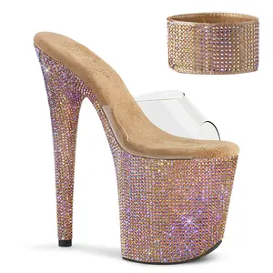 8 Inch Heel BEJEWELED-812RS Clear-Rose Gold Rhinestone
