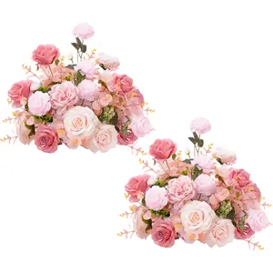 S-A8141 2pcs Pink Rose Table Centerpieces Wedding Event Banquet Supplies