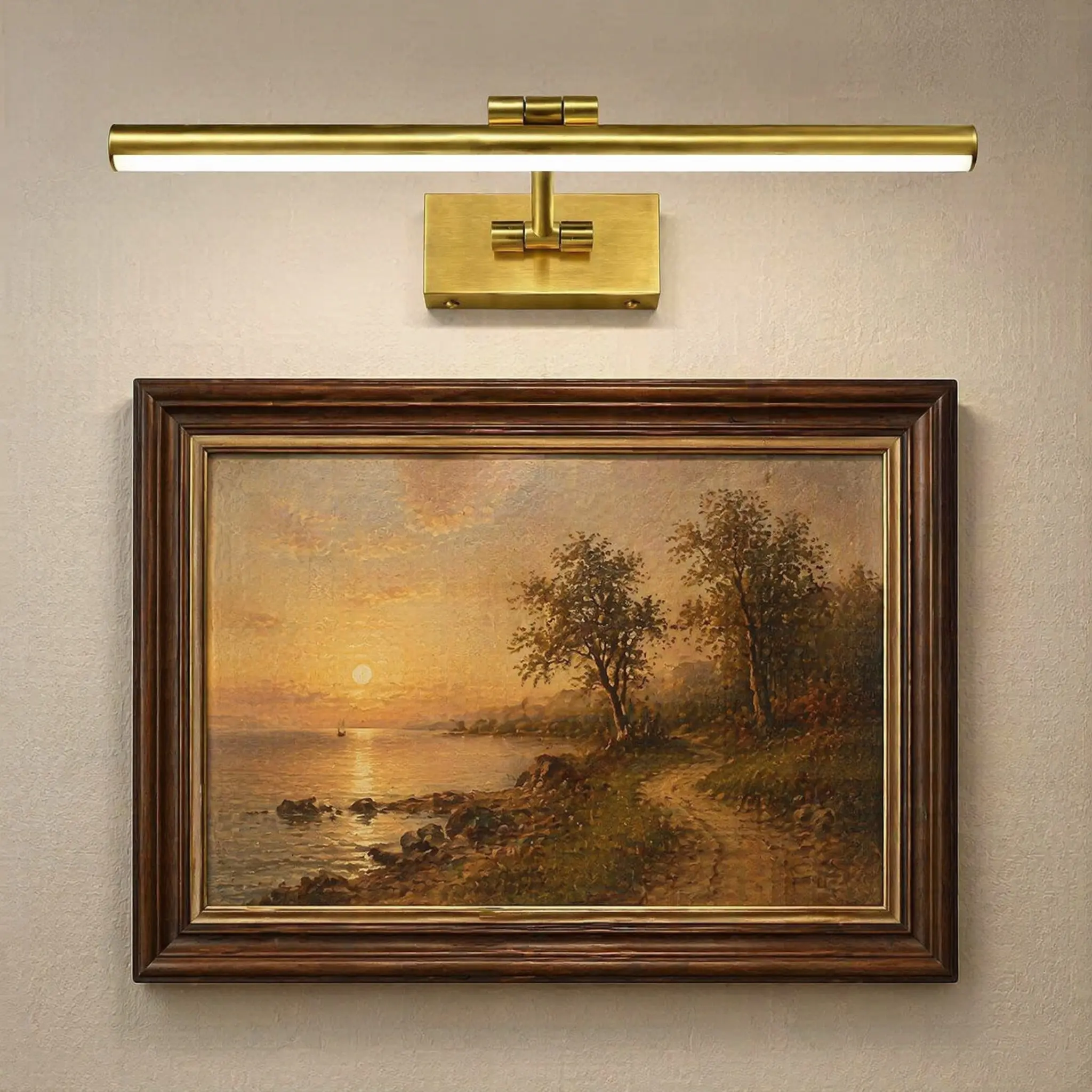 Picture Lights With Remote And Timer Rechargeable Brass Gallery Lighting Battery Operated Art Lights Over Frame Portrait Warm White