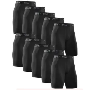 Pack of 10 Men's Compression Sports Shorts-High Elasticity, Breathable Polyester Fiber and Spandex Blend, for Running, Basketball, Fitness and Outdoor-Machine Washable, Pure Black, with Belt 2025 New  Peng