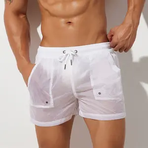 Summer Mens Shorts Sexy Semi-transparent Quick Dry Shorts Mesh Lined Gyms Joggers Casual Beach Shorts Men Clothing Short