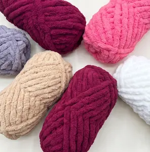 Extra Thick Super Large Chenille Yarn 3Pcs 750g, Super Soft Fluffy Finger Yarn for Blanket, Cushion, Scarf, Pet Bed & DIY Hand Knitting