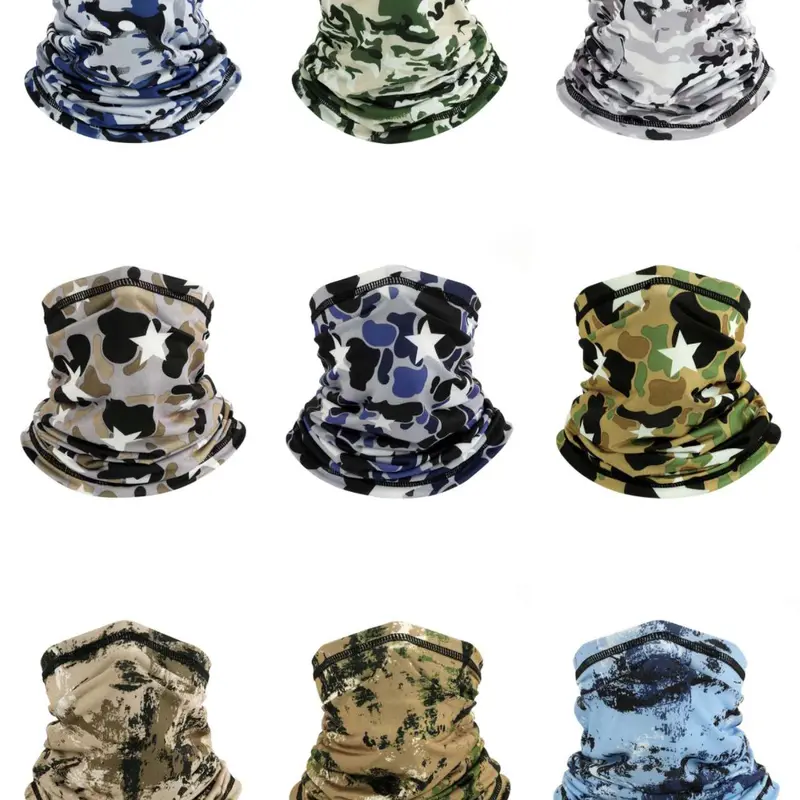 Unisex Ice Silk Camouflage Neck Gaiter Mask for Adults - Universal One Size, Breathable Cooling, UV Protection, Sweat-Absorbing, Quick Dry, All Seasons, Comfortable Fit for Biking, Running, Outdoor Sports