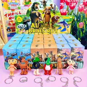 24 Pcs 3D Printed Tungtungtung Cartoon Figure Blind Boxes, Colorful Forest Animal Collectibles with Keychain, Keychain Surprise Collectibles, Keychain Kawaii, Durable Plastic Decorations