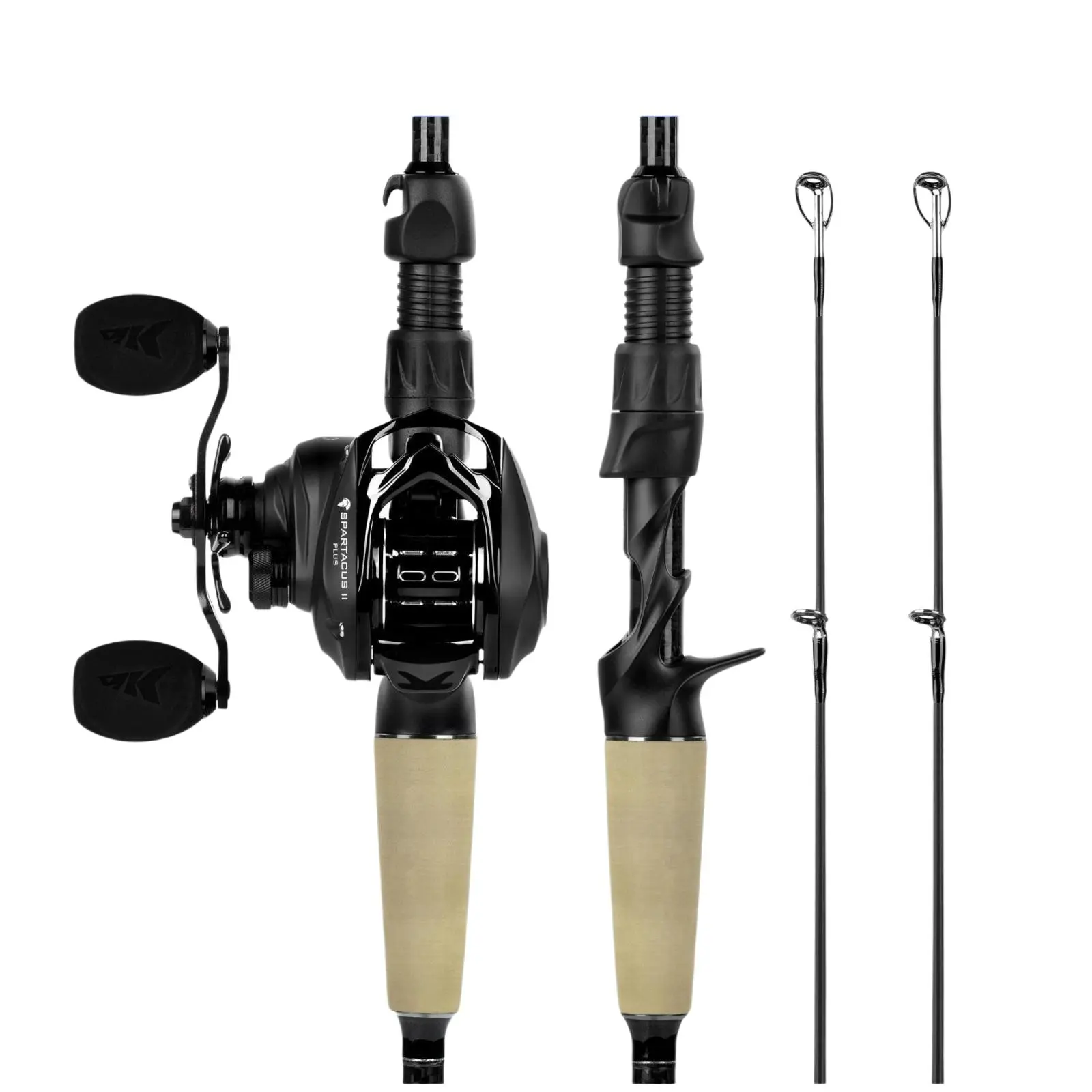 KastKing Spartacus II Plus Twin-Tip Fishing Rod and Reel Combo,Cast: Left-Hand Reel, 7'0" MH (2-Piece + Extra Tip)
