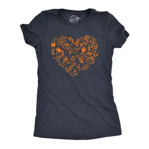 Womens Fall Season Heart T Shirt Funny Awesome Thanksgiving Autumn Lovers Tee for Ladies Funny Womens T Shirts Cute Vintage Fashion Casual Ladies T-Shirt Gift Thanksgiving Tops for Women Funny Sarcastic Top Navy -