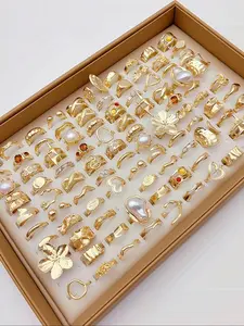 Women's Elegant Vintage Ring Set, Floral & Faux Pearl Designs, Perfect for Daily Wear, Parties, Weddings, Autumn Winter Jewelry Collection