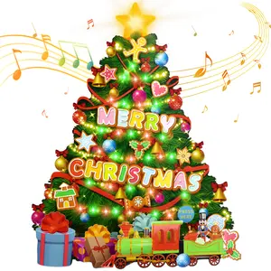 FaCraft Musical Christmas Cards, with Lights and Music, Handmade 3D Pop Up Christmas Tree, Lights Blinking Modes, with Envelope, Blank Insert and Seal, for Winter, Holidays, New Year