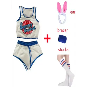 1set Women'S Sexy Polyester Alphabet Pattern Basketball Cheerleader Costume, Sleeveless Crew Neck Top with Shorts, Spring/Summer Fabric Cosplay Outfit for Halloween Party