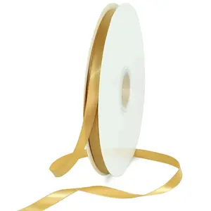 3/8 Inch x 100yds Gold Satin Ribbon Thin Solid Fabric Ribbons Roll for Gift Wrapping Invitation Floral Hair Balloons Craft Sewing Party Wedding Popsicles Decoration Valentine's Day Bouquet