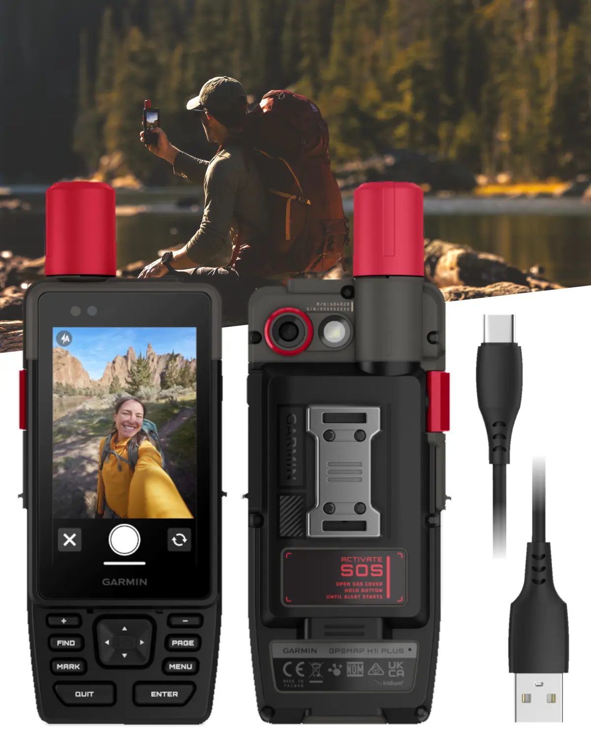 Garmin GPSMAP H1i Plus, Premium GPS Handheld Navigator w/ inReach Plus Technology, Camera/Mic, SOS & Messaging (010-02921-00) | Wearable4U Power Bank Bundle