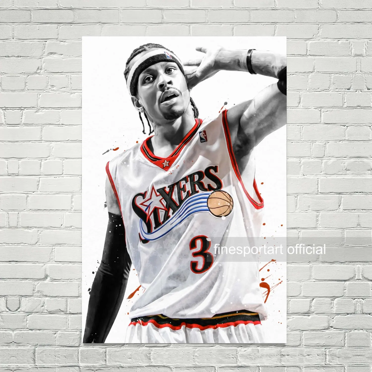 Allen Iverson Phidelphia (v2) Poster, Canvas,  print, Sports wall art, Kids room decor, Man Cave, Gift