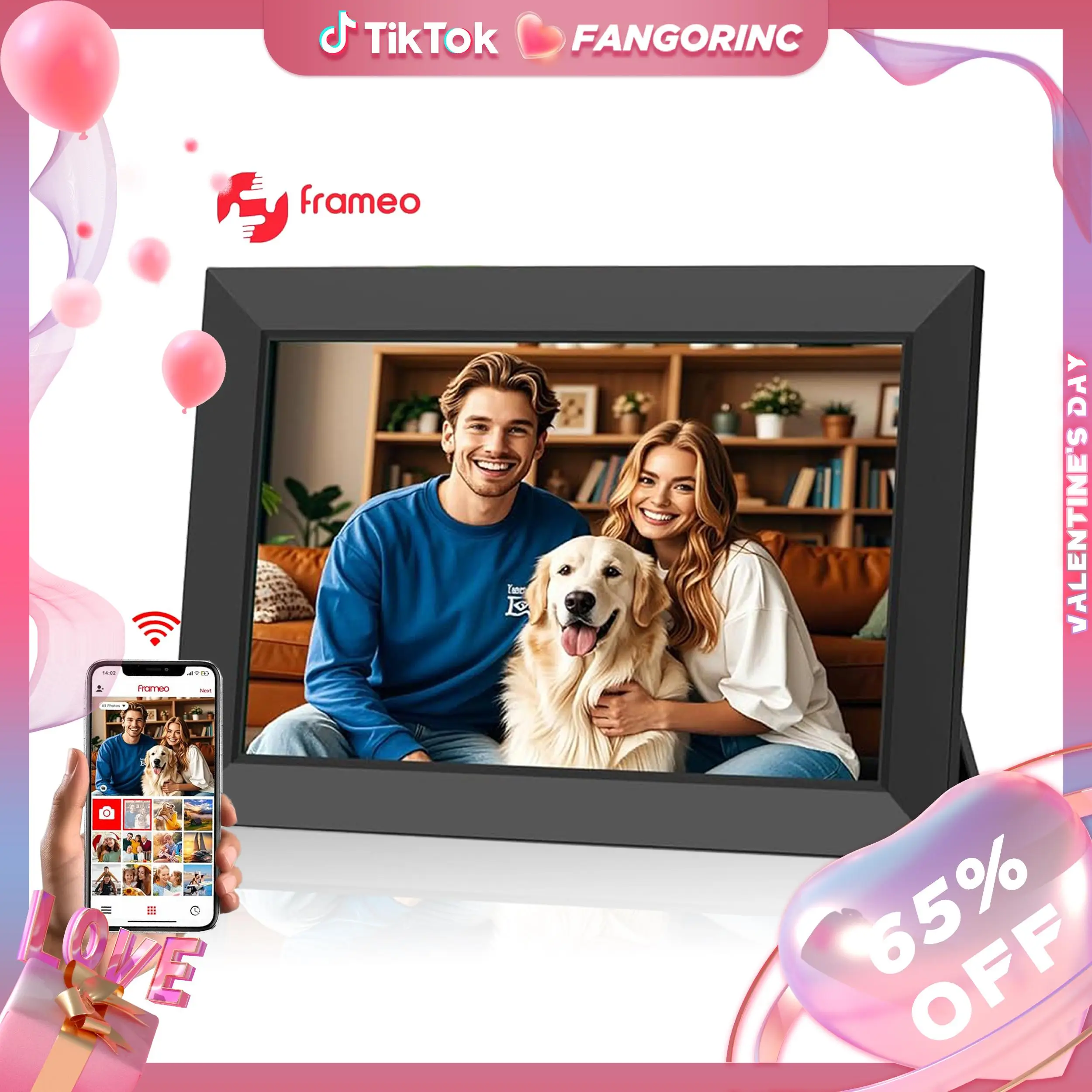 10.1 Inch WiFi Digital Picture Frame, 1280x800 HD IPS Touch Screen Photo Frame Electronic, 32GB Memory, Auto-Rotate, Wall Mountable Decor, Share Photo